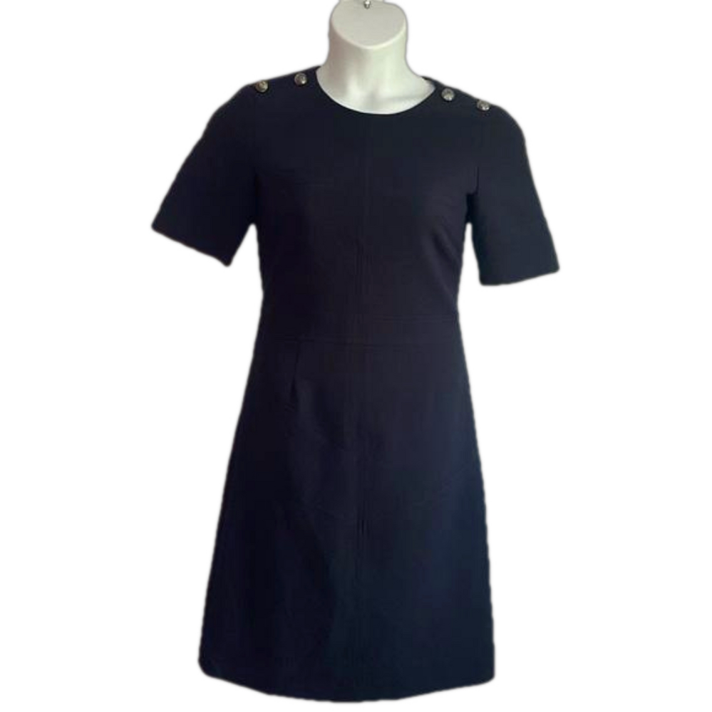 Un Jour Ailleurs Paris Black Silver Buttons Scoop Neckline Midi Dress SKU0441
